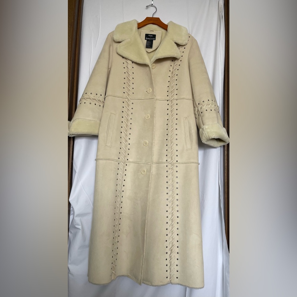 Dennis Basso Faux Shearling Coat with Embellished Detailing - Size S